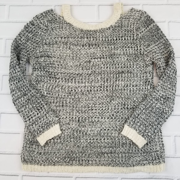 Skies Are Blue Cream/Black Cold Shoulder Sweater - Picture 2 of 6